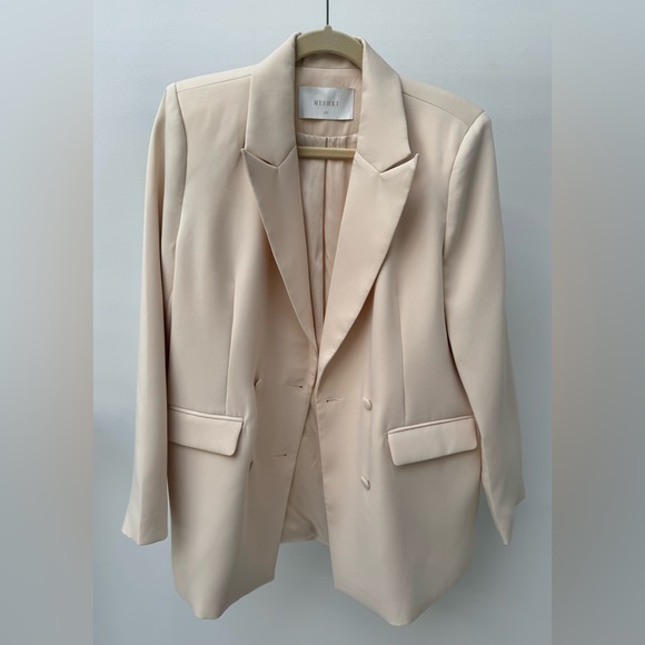 Meshki‎ NWOT Madison Oversized Double-Breasted Blazer in Cream, Size XS - Picture 2 of 9